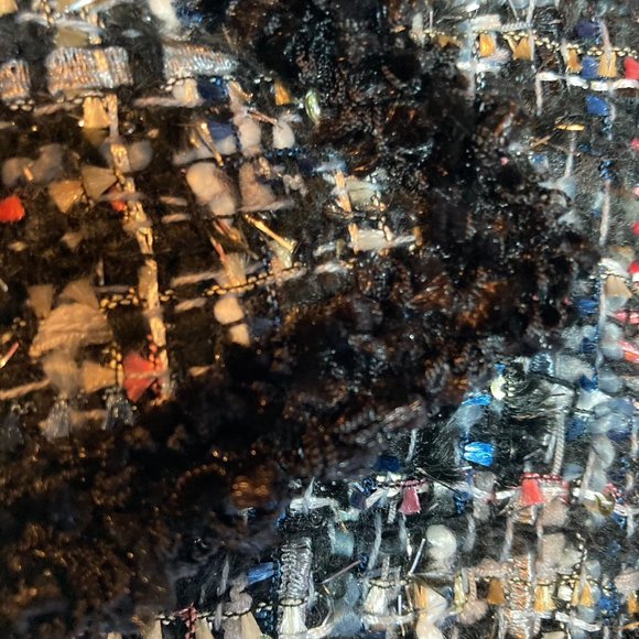 New York & Company Tweed Black Trim Multicolor Jacket With Silver Threads sz XS - Picture 9 of 13